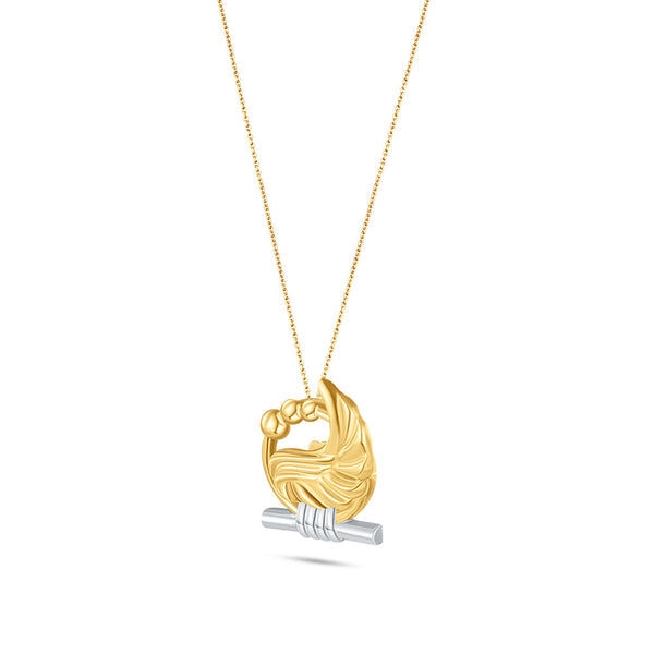 18K Yellow Gold Pharaonic Falcon Wing Drop Necklace - K-P208G/B