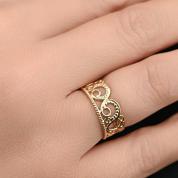 18K Crown Gold Ring - K-W016G