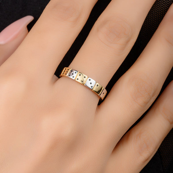 18K Dice Gold Ring - K-W037G/B