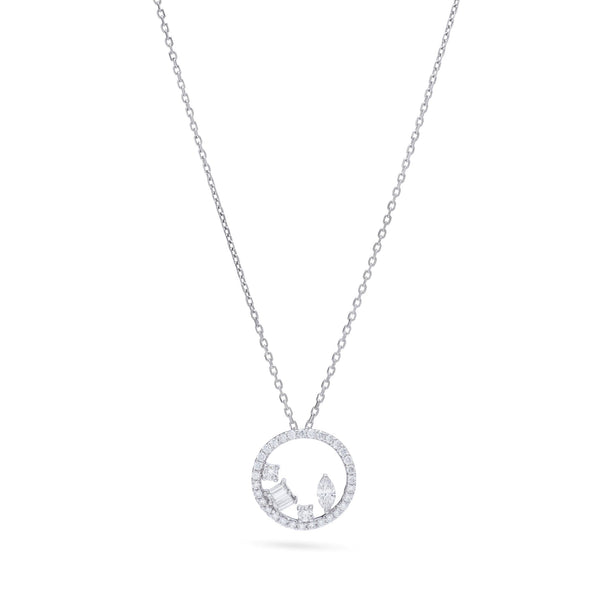 Unique Diamond Bars necklace in white 18K Gold - P84A