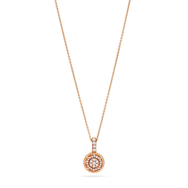 Dangling Round Sun Pendant Necklace in Rose 18K Gold - SIR1545