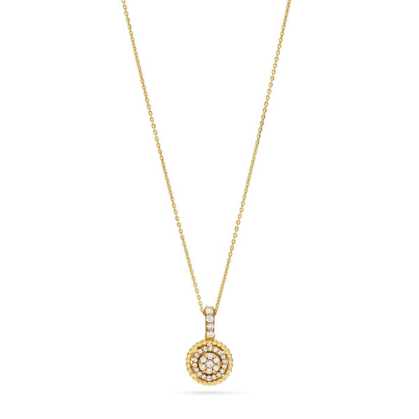 Dangling Round Sun Pendant Necklace in Yellow 18K Gold - SIR1545