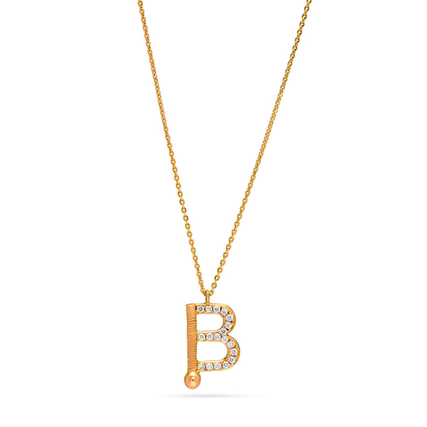 Letter B Diamond Necklace in 18k Yellow Gold - SIR1661P
