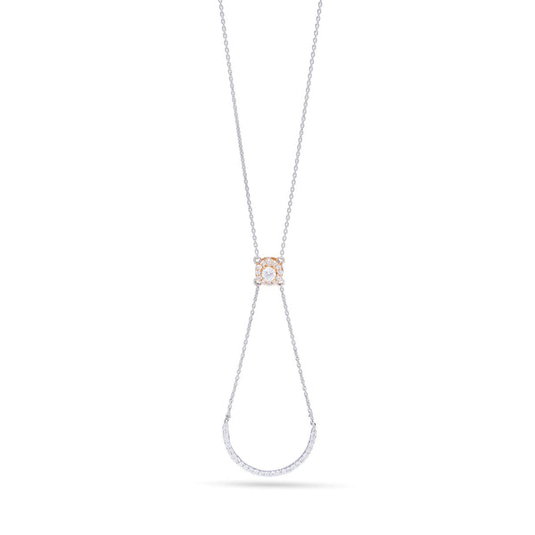 Adjustable Length with Dangling Bow Diamond Necklace in White 18 K Gold - SIR1278