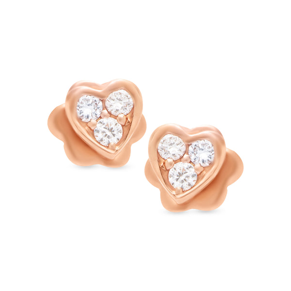Diamond Heart Earring in Rose 18 K Gold - SIR1281