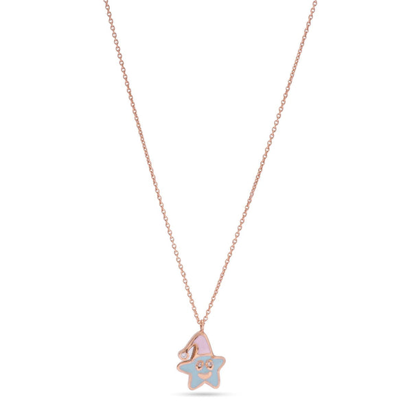 Kid's Delightful Star Shaped  Necklace in Rose 18 K Gold