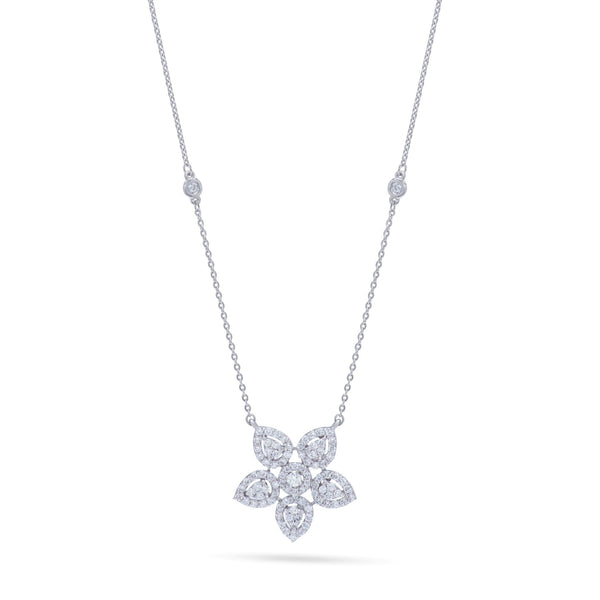 Unique Multifloral Diamond necklace in white 18K Gold - SIR1118