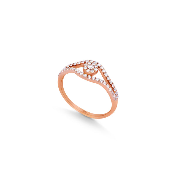 Diamond Eye shapped magnificent Ring in Rose 18K Gold - SIR1585R