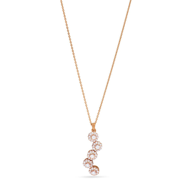 5 Diamond Flowers Pendant Necklace in Yellow 18 K Gold - SIR653