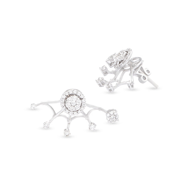 Unique Spider Web Shaped Earring in White 18 K Gold - SIR625