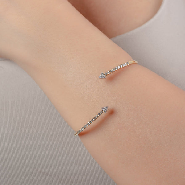 Unique Opened Diamond Bangle in 18K Rose Gold - S-B55