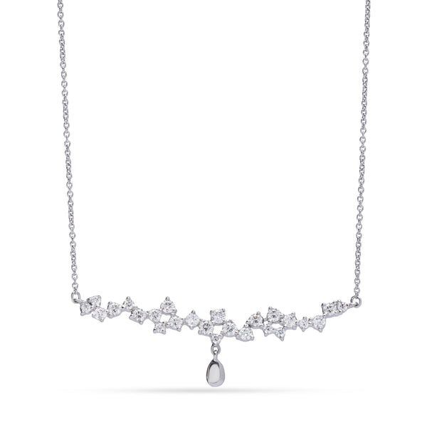 Leaves and flowers dazzling diamond necklace necklace in WHITE 18K Gold - SIR1581P