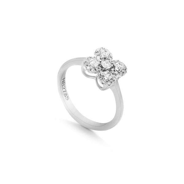 Shinny Floral diamond spectral ring in White 18K Gold -NB2735/1