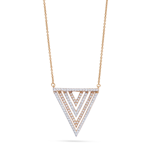 Perfect Dazzling Diamond Triangles necklace in ROSE 18K Gold - S-P148
