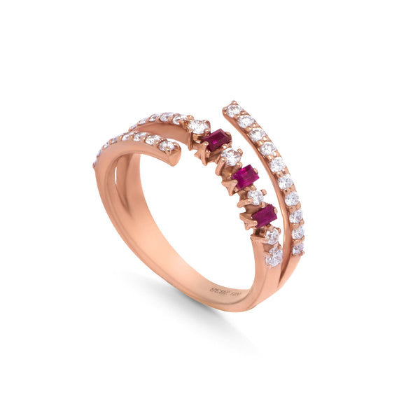 Opened Multi Layers Saphhire Diamond Ring / S-R88