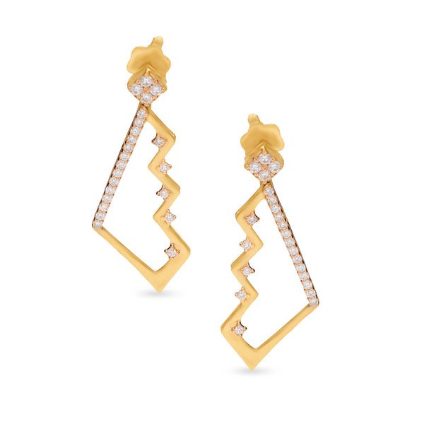 Unique Diamond Waves Earring in Rose 18 K Gold - S-H23E