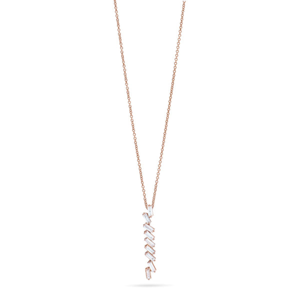 Geometrical Diamond Exquisite bars necklace in ROSE 18K Gold - S-P165