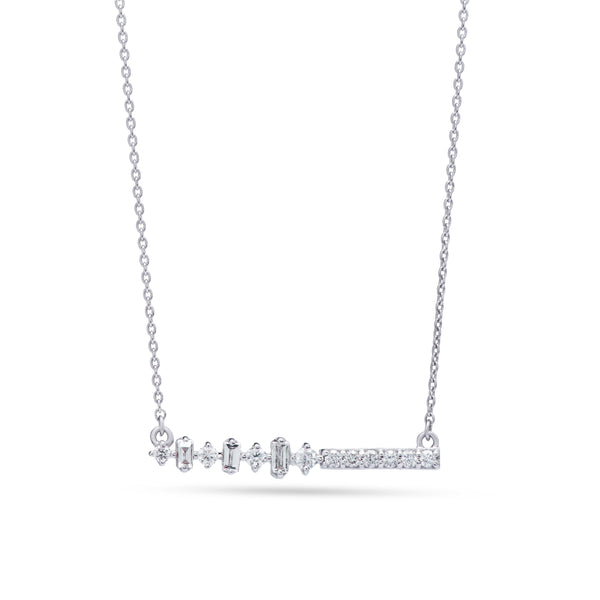 Celestial diamond bar necklace in white 18K Gold - S-P150