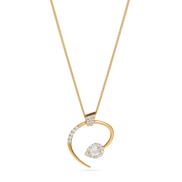 Seamless Beautiful Diamond pear necklace in WHITE 18K Gold - S-PN016S
