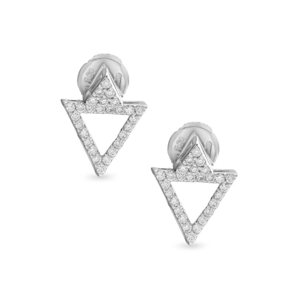 Triangular Diamond Unique Shaped Earring in White 18 K Gold - S-EN021S