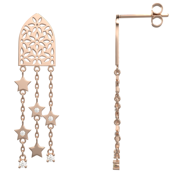 Anty Najma Dazzling Stars Earrings in 18K Yellow Gold - S-EN064S