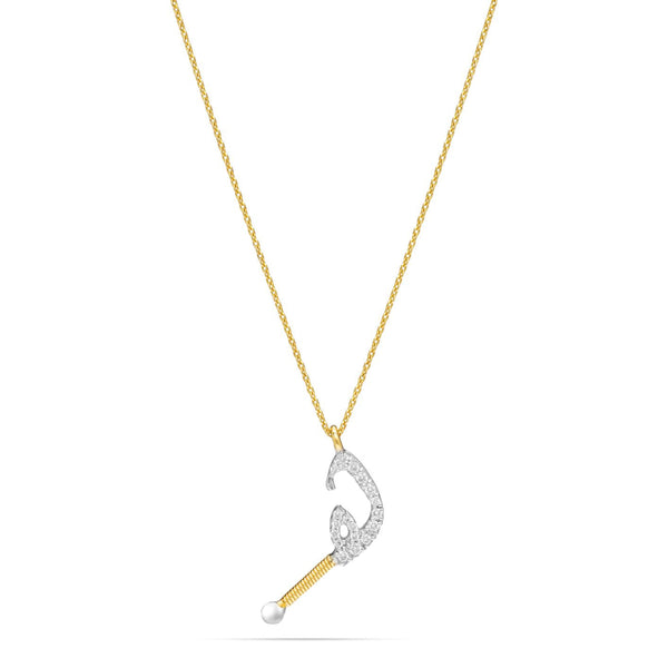 Shiny Letter Haa' Gold and Diamond  Necklace in Yellow 18K Gold - S-P52