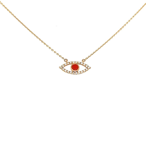 Unique Diamond Eye Shaped Necklace in 18K Yellow Gold - S-P375S