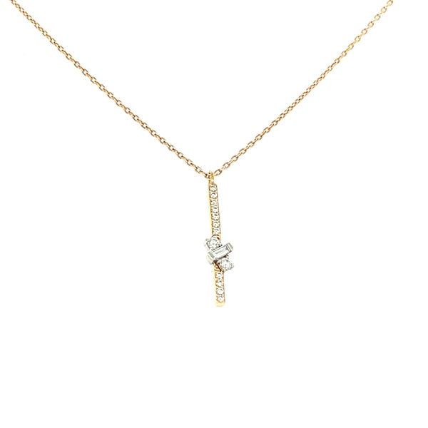 Dangling Diamond Bar Necklace in 18K Rose Gold - YK229077KA/J