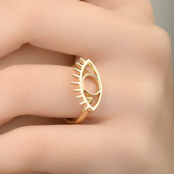 18K Eye Shape Gold Ring - K-R125S/WG