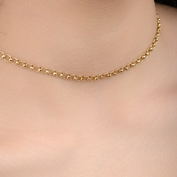 18K Connected Circles Choker Gold Necklace - PBBT069N/Y