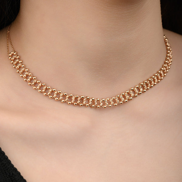 18K Beaded Choker Rose gold Necklace - PBBT068N/R