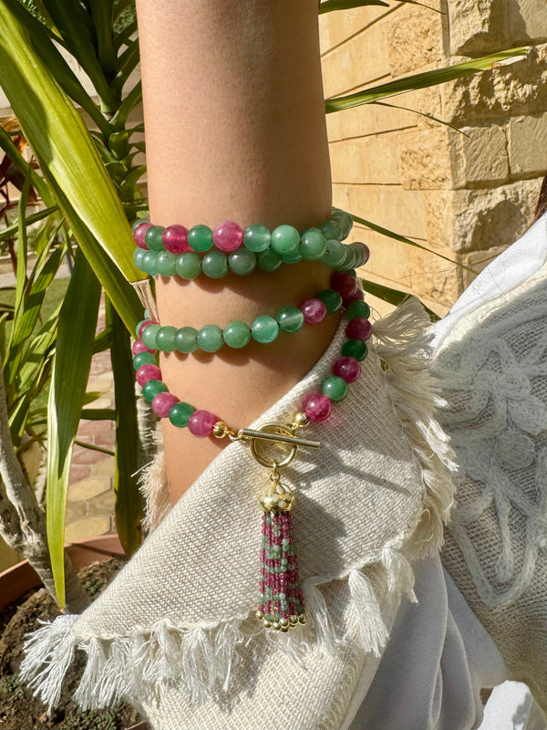 سبحة 100 جاد - ريدتورمالين - فضة