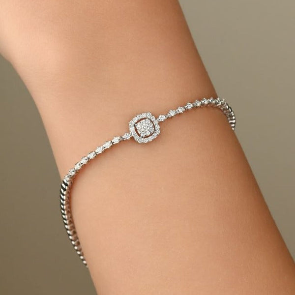 Classic Beautiful Diamond Bracelet in 18K White Gold - S-B284SB