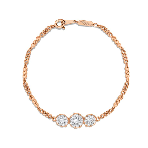 Triple Unit Diamond Bracelet in Rose gold - S-B303S