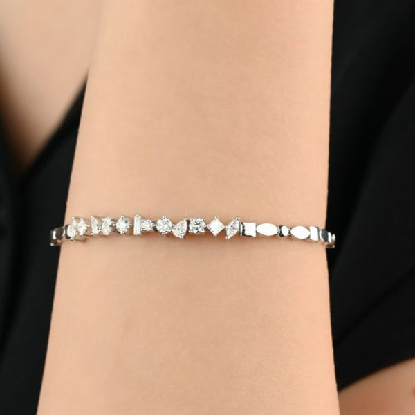 Unique irregular diamond bangle - S-B307X