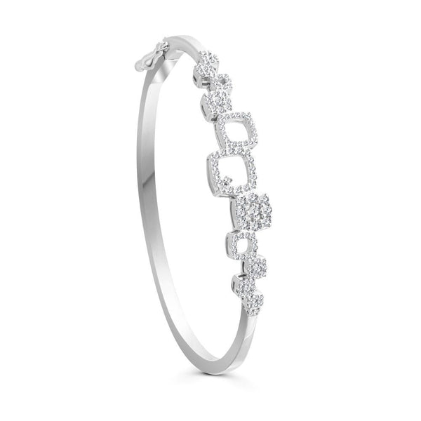 Geometrical Shaped Precious Bangle in White gold - S-B309S