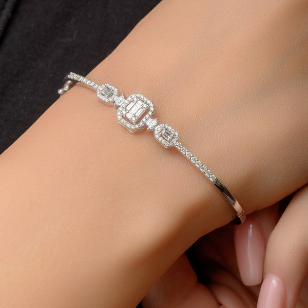 18K White Multi Shapes Diamond Bangle - S-B313S