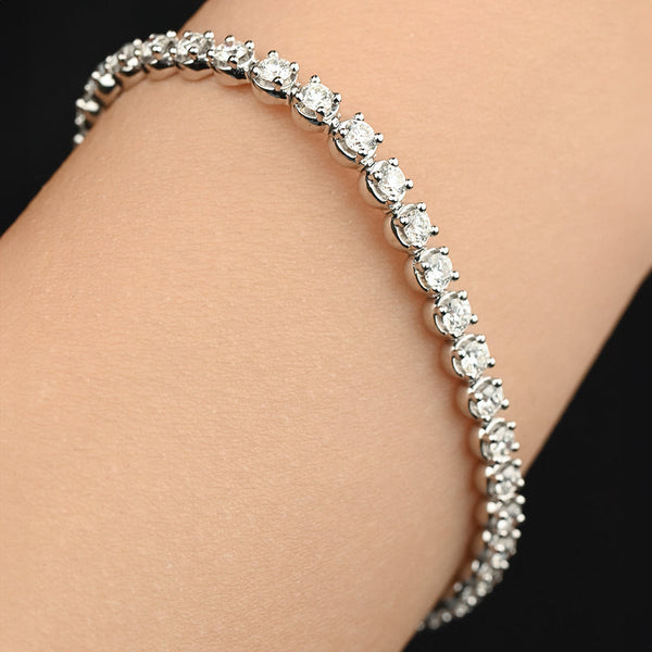 Full Tennis Diamond Bracelet in 18K White Gold  - S-B51C