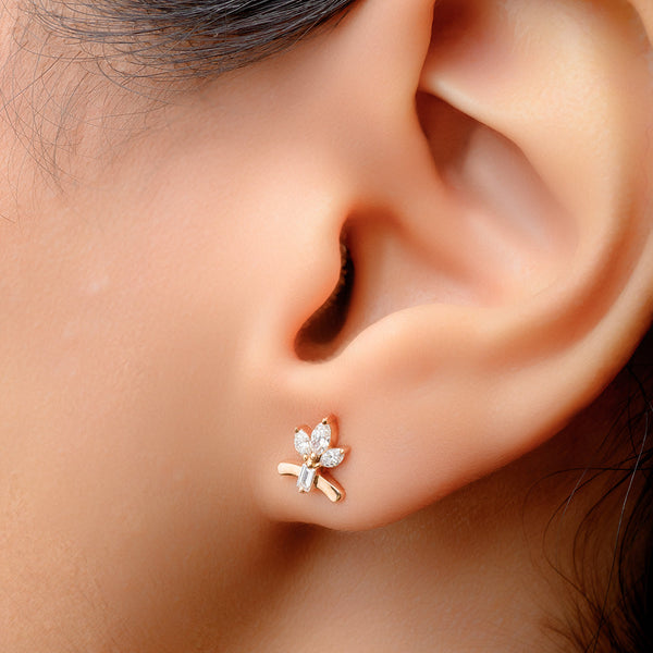 18K Rose Helix Diamond Earrings - S-EN030S