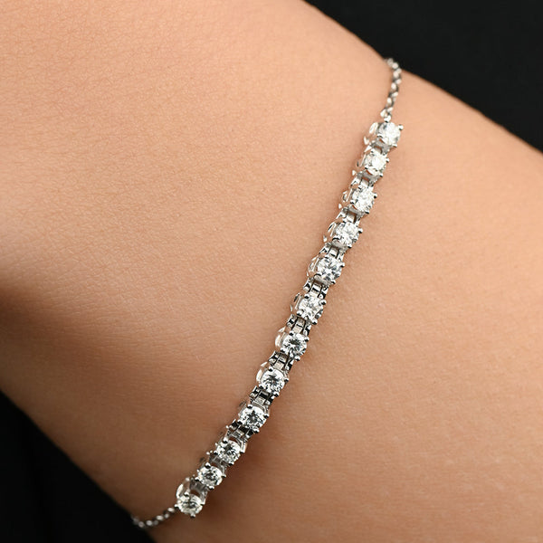 Half Tennis Bracelet in 18k White Gold - S-H042BS