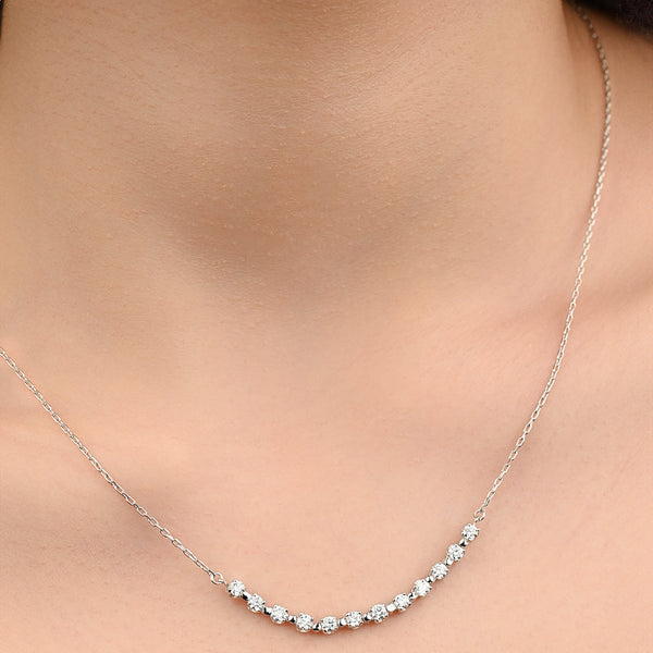 Magnificent Half Tennis Diamond Necklace in 18k White gold - S-H040NS