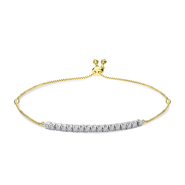 Half Tennis Bracelet in 18k Yellow & White Gold  - S-H041BS