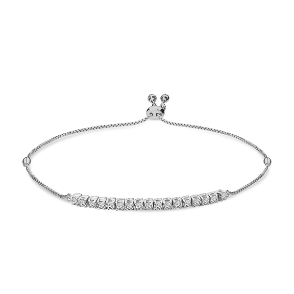 Half Tennis Bracelet in 18k White Gold - S-H041BS