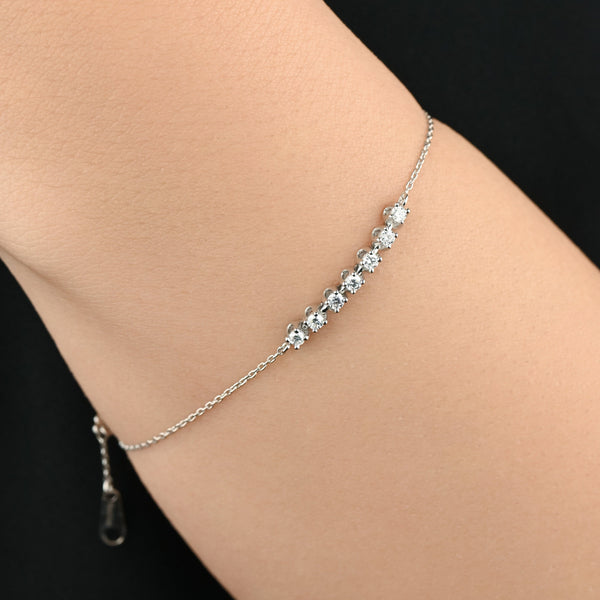 Quarter Tennis Bracelet in 18K White Gold S-H042BS