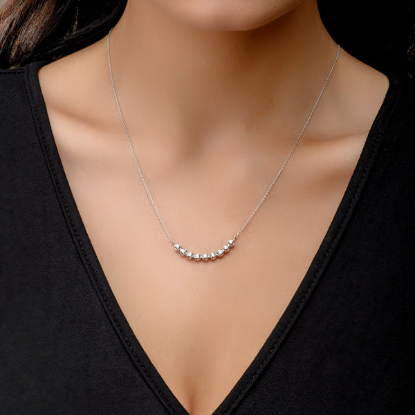 18K White Quarter Tennis Diamond Necklace - S-H045NS