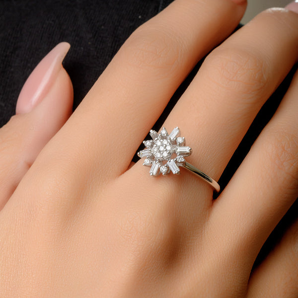 18K White Solitaire Diamond Ring - S-H054RS