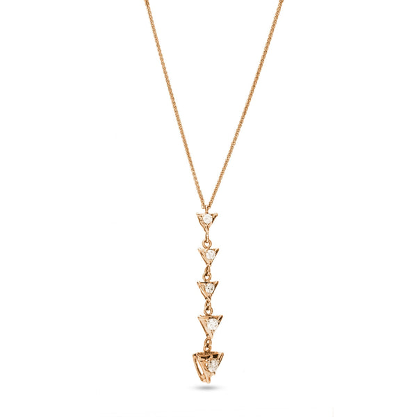 Dangling Diamond Triangles Necklace in 18K Yellow gold - S-H12N