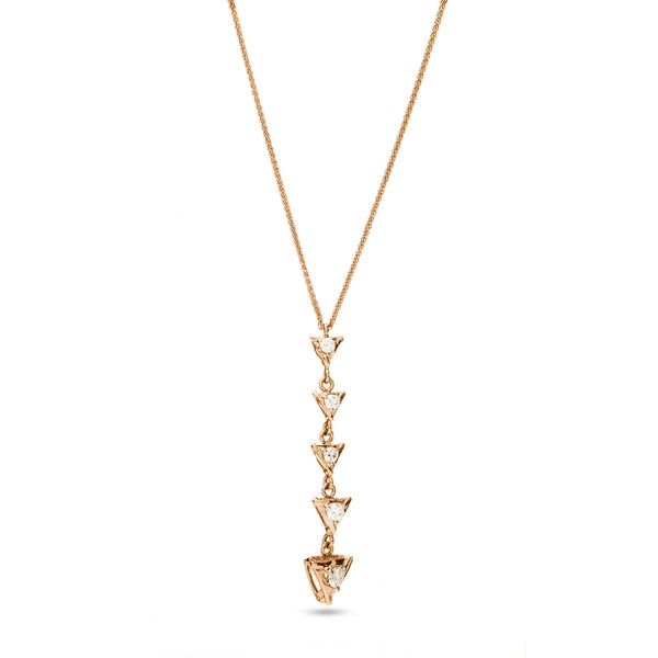 Dangling Diamond Triangles Necklace in 18K Yellow gold - S-H12N