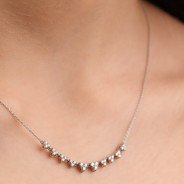 Multi Triangles Diamond Necklace in 18k White gold