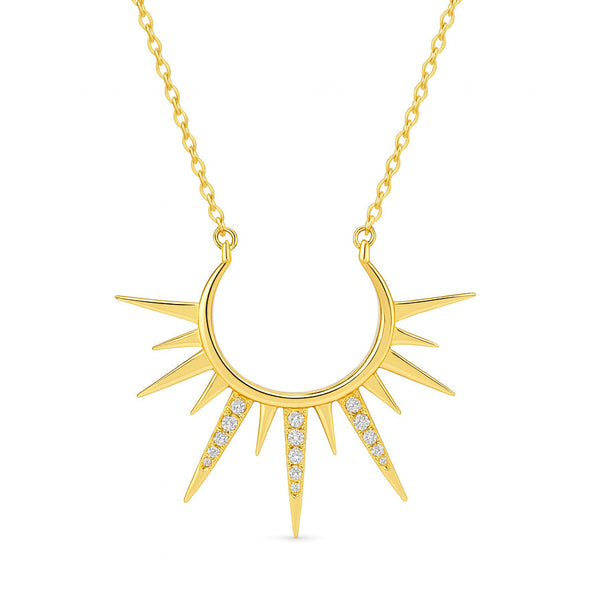 Beautiful Diamond Sun Shaped Necklace in 18k Yellow gold - S-P225S